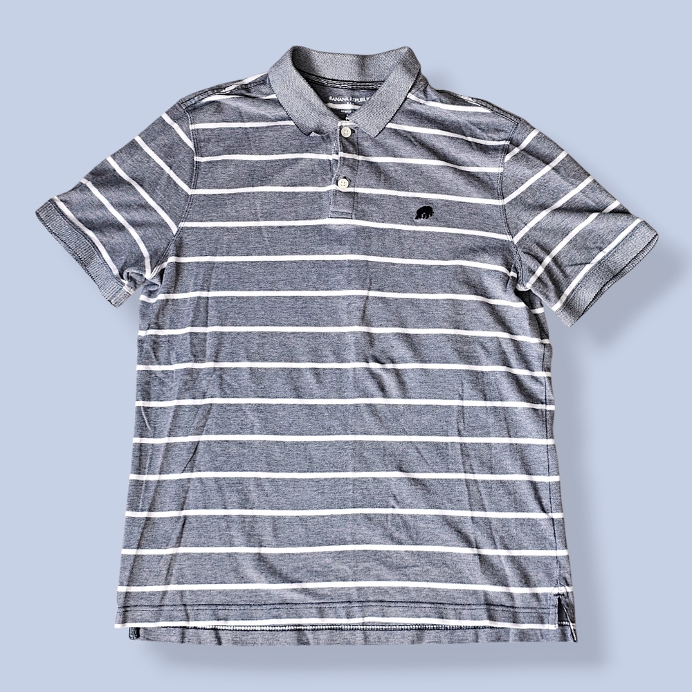 ⛳ Banana Republic Mens Collared Striped Polo - Size L